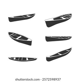 Canoe Vector Illustration Clip Art Set Canoe Isolated Vector Silhouette Symbol With White Background.