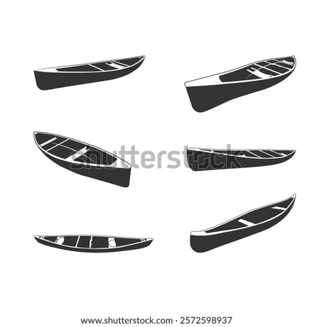 Canoe Vector Illustration Clip Art Set Canoe Isolated Vector Silhouette Symbol With White Background.