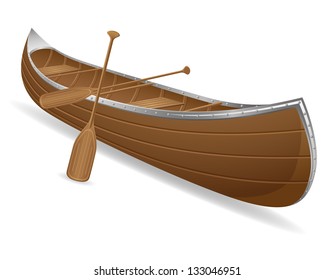 Canoe Vector Illustration Isolated On White Background