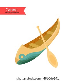 Canoe. Vector Illustration Of A Canoe Isolated On White Background.