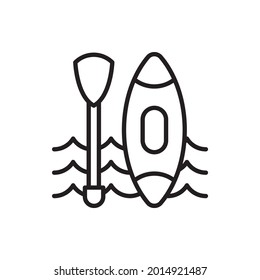 Canoe vector outline icons style illustration. EPS 10 file
