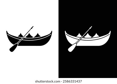 Canoe Vector Silhouette. Elegant Transport Symbol