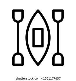 canoe vector thin line icon 