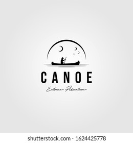 canoe vintage logo paddle outdoor vector illustration design