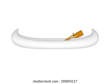 Canoe in white design with wooden paddles 