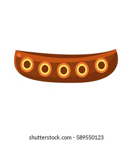 Canoe Wooden Boat, Native American Indian Culture Symbol, Ethnic Object From North America Isolated Icon