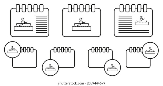 Canoeing, adventure vector icon in calender set illustration for ui and ux, website or mobile application