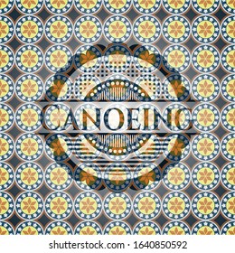Canoeing arabic badge background. Arabesque decoration.