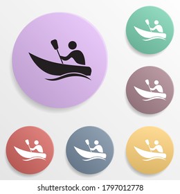 Canoeing badge color set icon. Simple glyph, flat vector of sport icons for ui and ux, website or mobile application