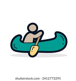 Canoeing doodle icon. Flat design. Vector illustration, EPS 10