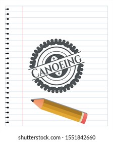 Canoeing draw (pencil strokes). Vector Illustration. Detailed.