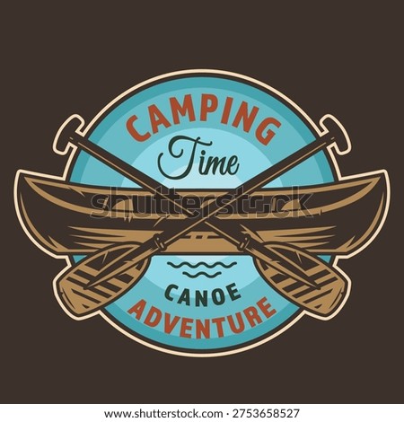 Canoeing is a fun activity during camping trips. Friends gather around a campsite with canoes and paddles. They enjoy nature water and outdoor fun during their adventure.