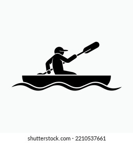 Canoeing Icon. Kayak Sport Water Symbol.