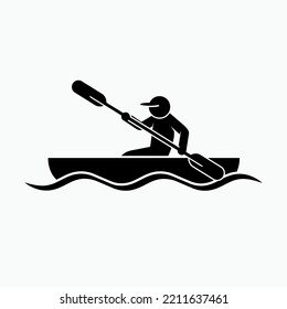 Canoeing Icon. Kayak Sport Water Symbol.