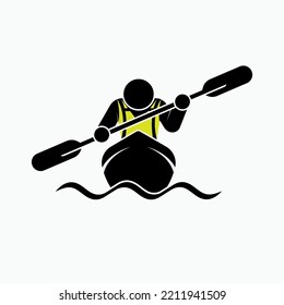 Canoeing Icon. Kayak Sport Water Symbol.