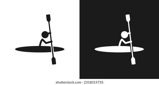 Icono canotaje pictograma de diseño vectorial. Recorrido de la canoa del hombre de la figura del palo con pictograma del símbolo del icono del vector de la paleta. El concepto de deportes náuticos