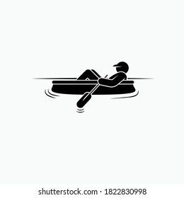 Canoeing Icon. Relax Symbol.- Vector Logo Template.