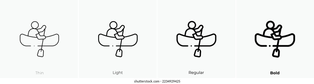canoeing icon. Thin, Light Regular And Bold style design isolated on white background