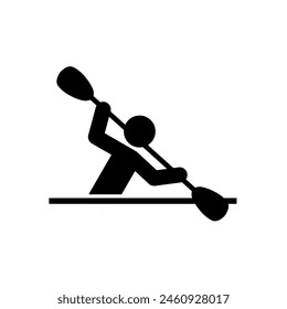 canoeing, kayak, canoeist, rower - vector icon, pictogram, illustration	