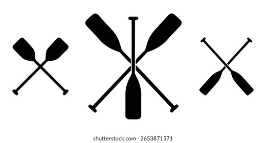 Ícone de canoagem e canoagem cruzada paddle definido para projetos de estilo de vida ao ar livre.