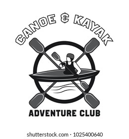 canoeing and kayaking sport activity logo, emblems and insignia. vector illustration