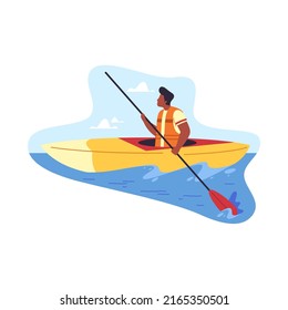 Canoeing or kayaking, water sport, vector icon