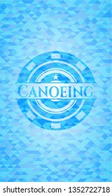Canoeing light blue emblem with mosaic background