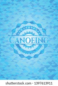 Canoeing light blue emblem with triangle mosaic background