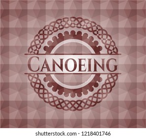Canoeing red badge with geometric pattern. Seamless.