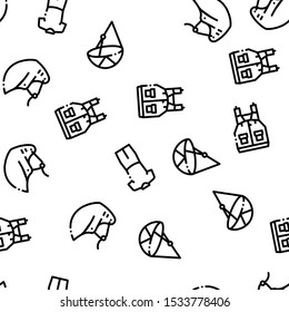 Canoeing Seamless Pattern Vector Thin Line. Contour Illustrations