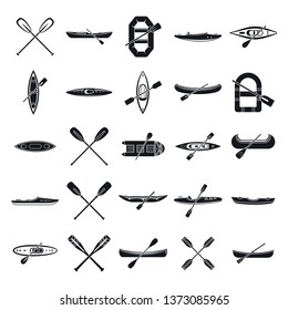 Canoeing Sport Icons Set. Simple Set Of Canoeing Sport Vector Icons For Web Design On White Background