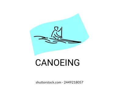 Canoeing sport vector line icon. sportman an athlete rowing a canoe in a competition. sport sign. sport pictogram illustration
