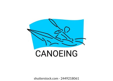 Canoeing sport vector line icon. sportman an athlete rowing a canoe in a competition. sport sign. sport pictogram illustration
