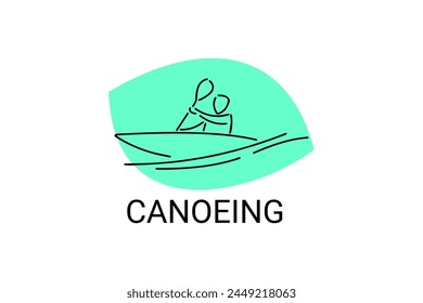 Canoeing sport vector line icon. sportman an athlete rowing a canoe in a competition. sport sign. sport pictogram illustration
