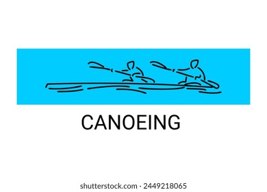 Canoeing sport vector line icon. sportman an athlete rowing a canoe in a competition. sport sign. sport pictogram illustration
