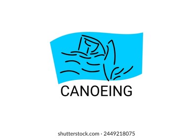 Canoeing sport vector line icon. sportman an athlete rowing a canoe in a competition. sport sign. sport pictogram illustration
