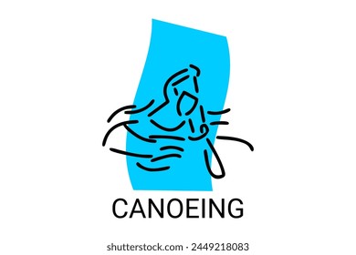 Canoeing sport vector line icon. sportman an athlete rowing a canoe in a competition. sport sign. sport pictogram illustration
