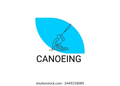 Canoeing sport vector line icon. sportman an athlete rowing a canoe in a competition. sport sign. sport pictogram illustration
