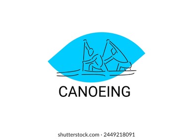 Canoeing sport vector line icon. sportman an athlete rowing a canoe in a competition. sport sign. sport pictogram illustration
