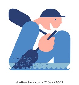 Canoeing. Sportsman in a boat. Sports. Sketch vector illustration