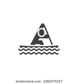 Canoeing water sports vector icon. filled flat sign for mobile concept and web design. Canoe rafting glyph icon. Symbol, logo illustration. Vector graphics