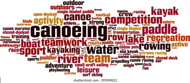 Canoeing word cloud concept. Vector illustration