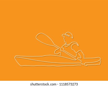 Canoeist line drawing, vector illustration design. Outdoor sports collection.