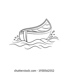 Canoes boats vector illustration, simple hand drawn Wood Boats sketching Icon