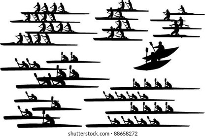 Canoes and Kayaks Racing Silhouettes