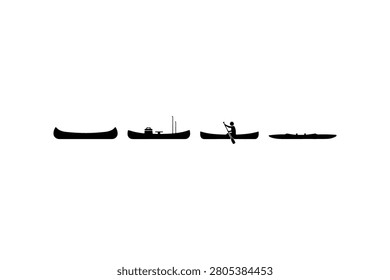 Canoes Silhouette Vector Icon Collection