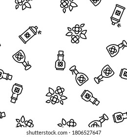 Canola Agricultural Vector Seamless Pattern Thin Line Illustration