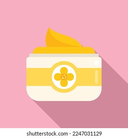 Canola cream jar icon flat vector. Oil plant. Seed flower