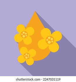 Canola flower oil drop icon flat vector. Plant seed. Cooking field