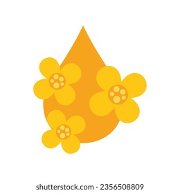 Canola flower oil drop icon flat vector. Plant seed. Cooking field isolated